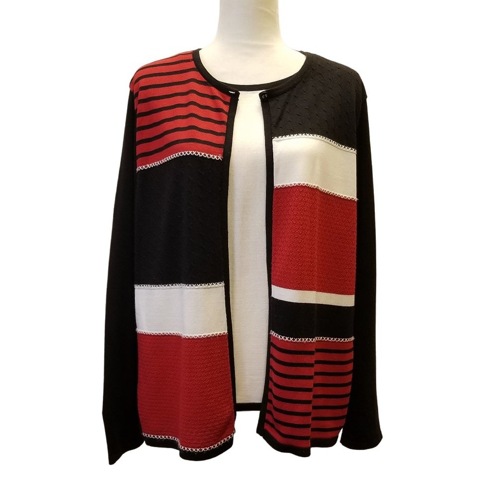 Color Block Cardigan by Alfred Dunner - Size 1X